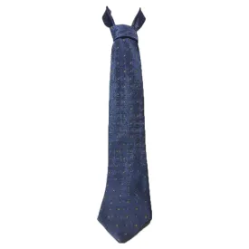 HUGO BOSS Blue Silk Tie with Square Pattern and Yellow Gold Accent 58 in.