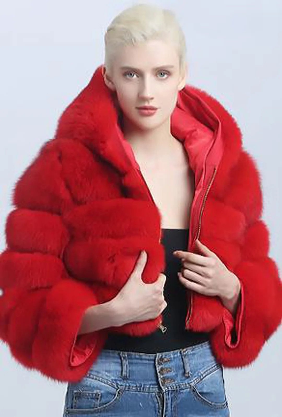 KAYLI - BELERO HOODED FUR JACKET