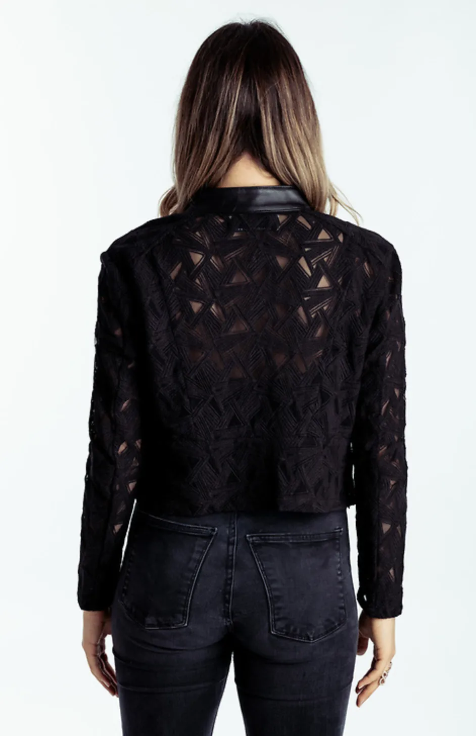 Leather & Lace Jacket Black