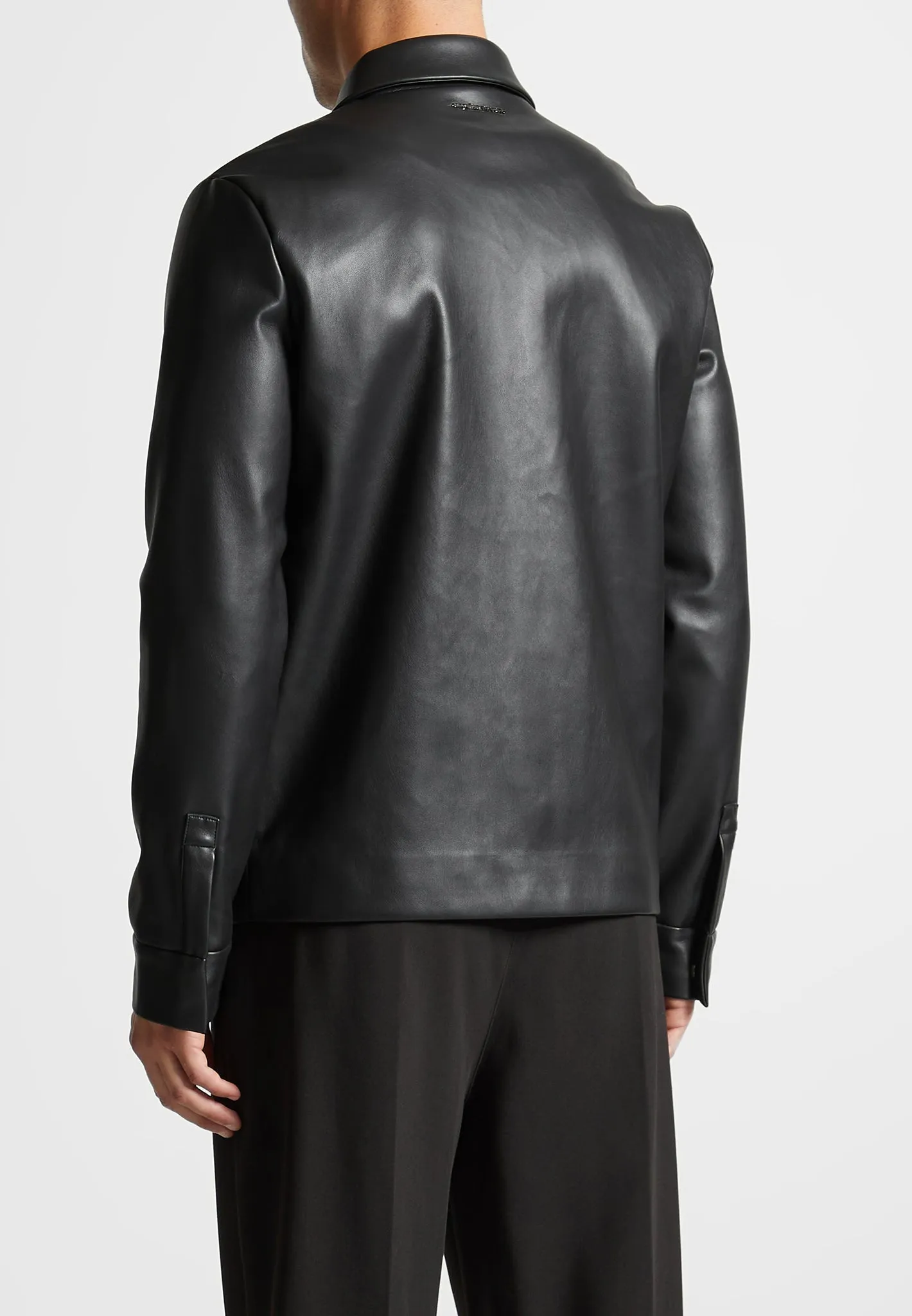 Leather Shirt Jacket - Black