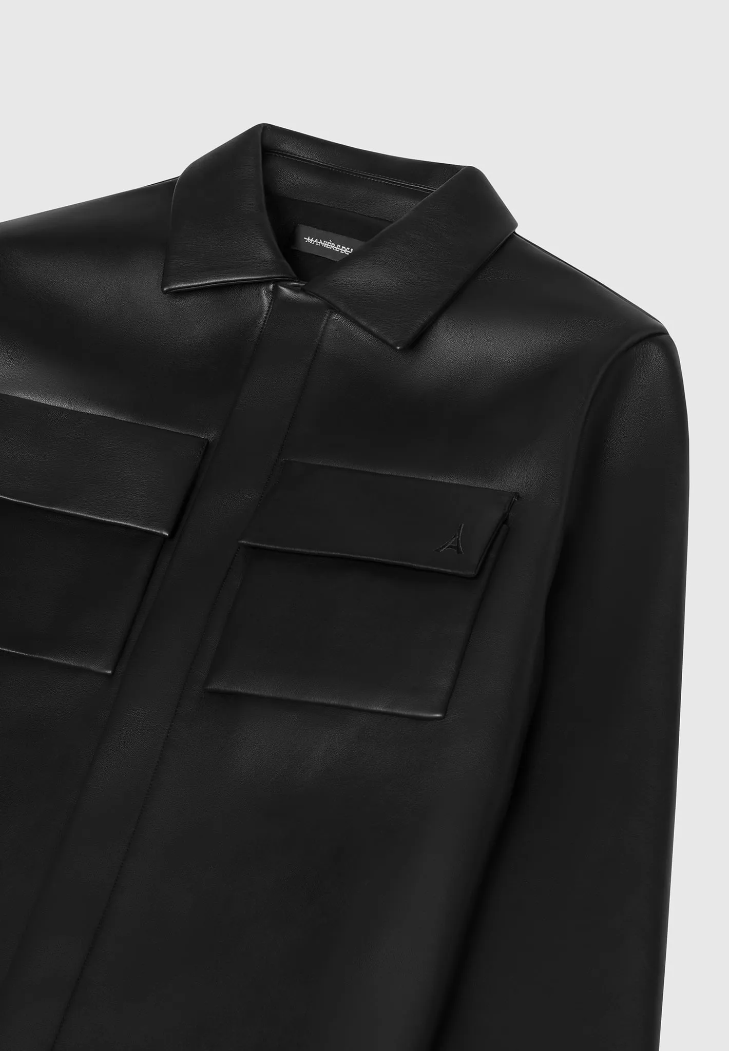 Leather Shirt Jacket - Black