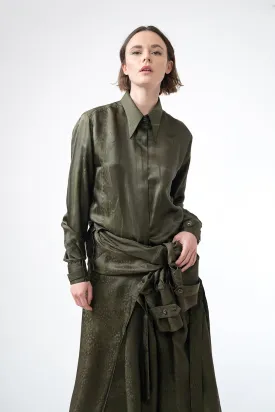 LOCK khaki - silk marble shirt