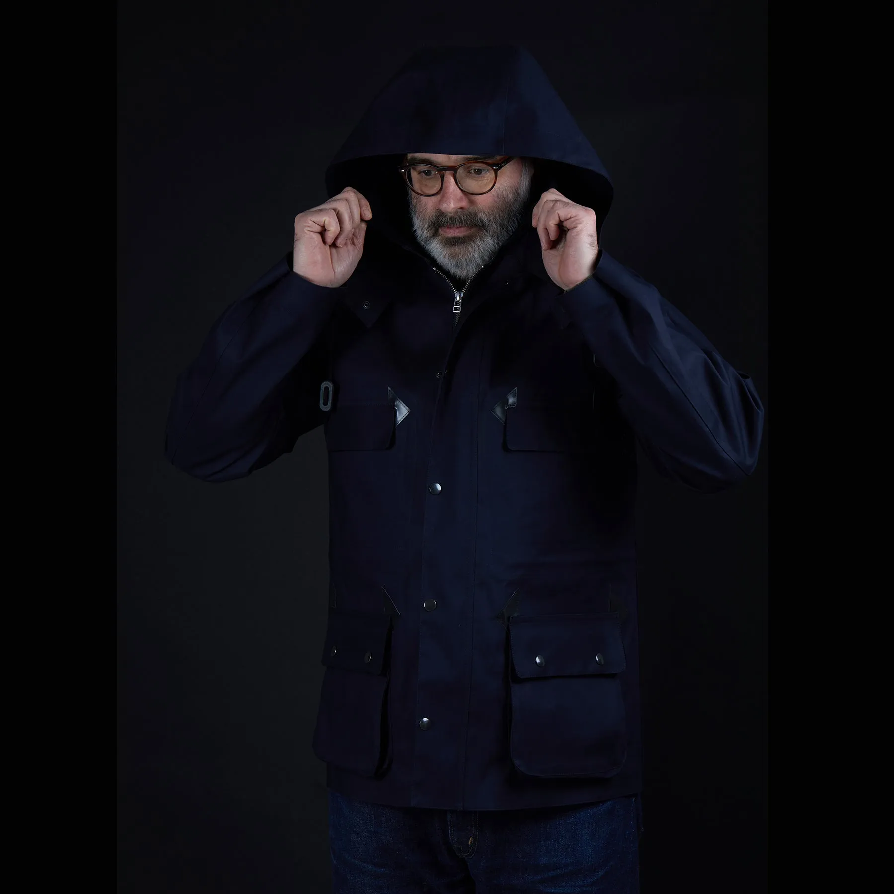 Mackintosh Anstruther Bonded Cotton Field Jacket in Navy