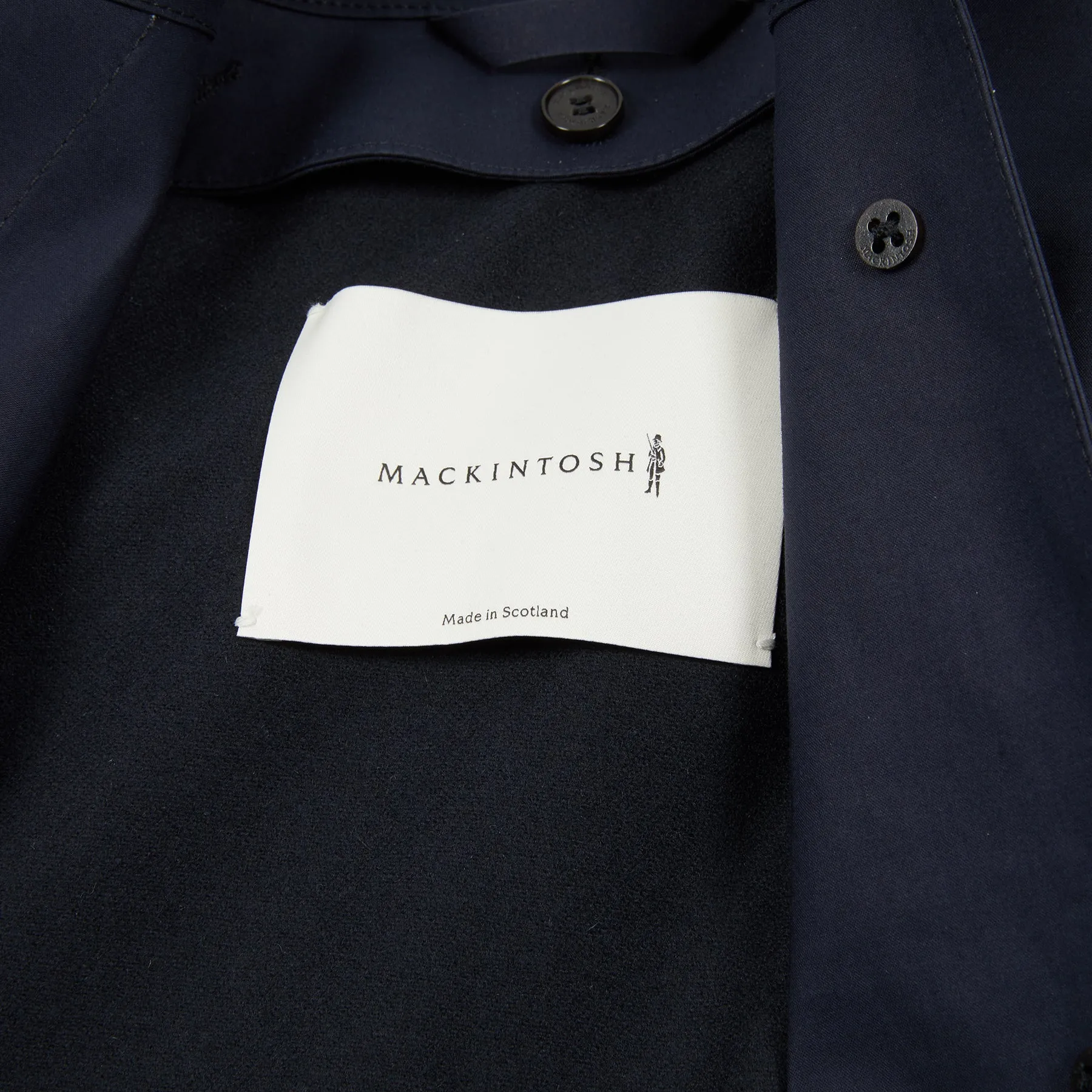 Mackintosh Dunoon Bonded Cotton Raincoat with Wool Liner in Navy