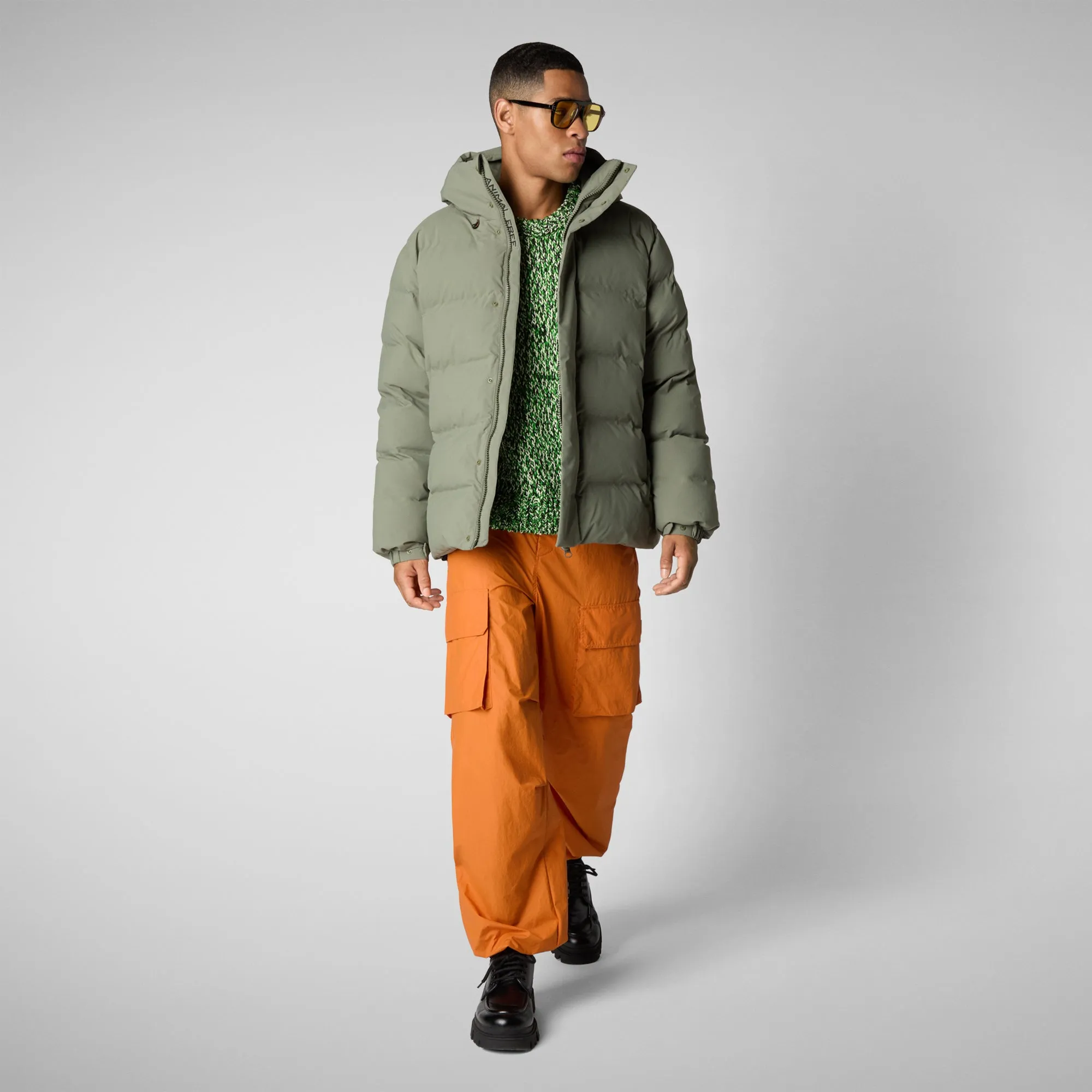 Man's hooded parka Leland in swamp green