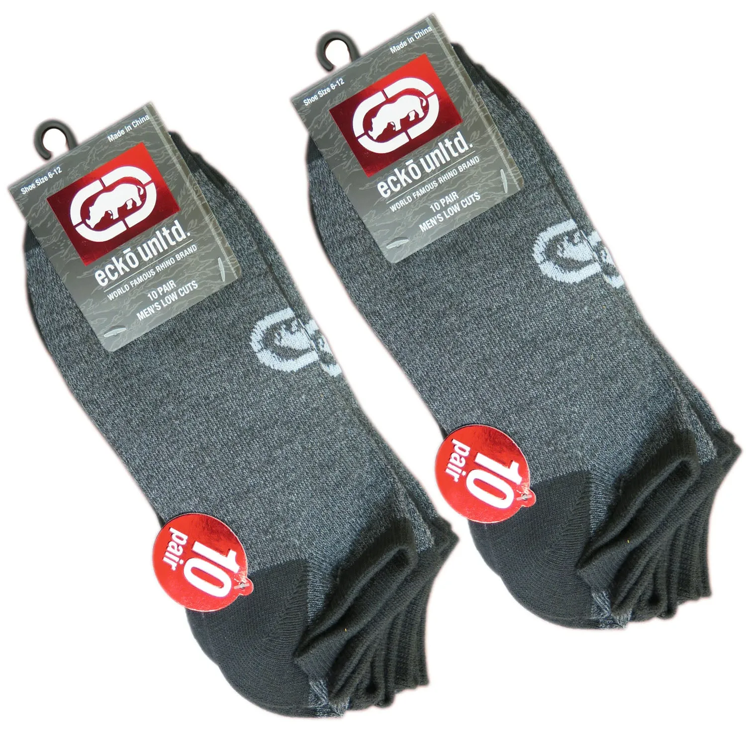 Marc Ecko Unlimited Unltd. Men's Low Cut Black/Grey Marled Athletic Socks 20-Pack