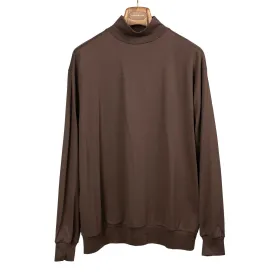 Mockneck sweatshirt in Dark Brown silk and cotton jersey