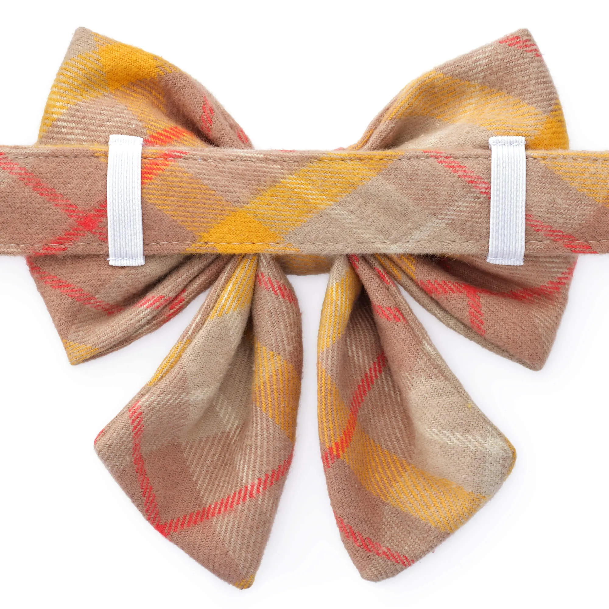 Mustard Plaid Flannel Lady Dog Bow