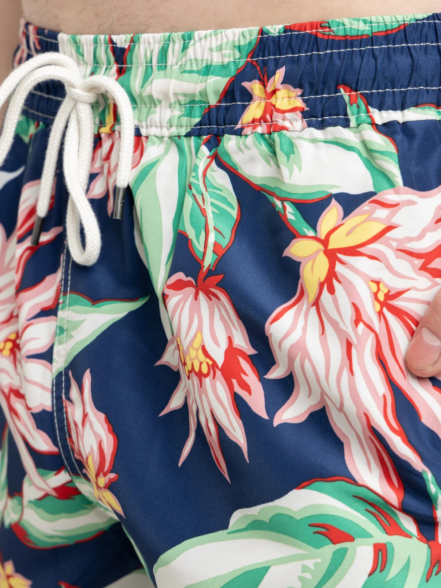 Navy 5.75-Inch Floral Swim Trunks