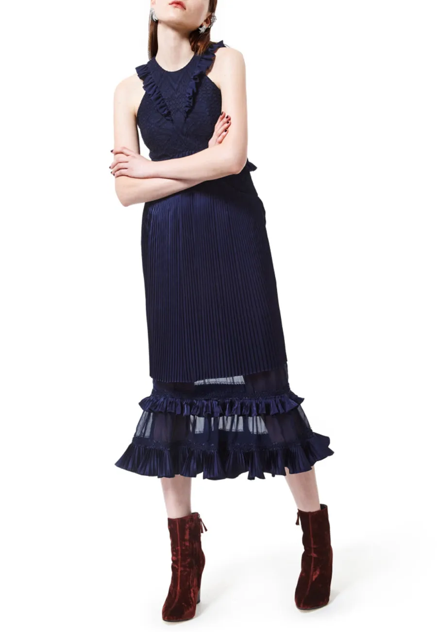 Navy Chance To Dance Ruffles Midi Dress (UK 8)