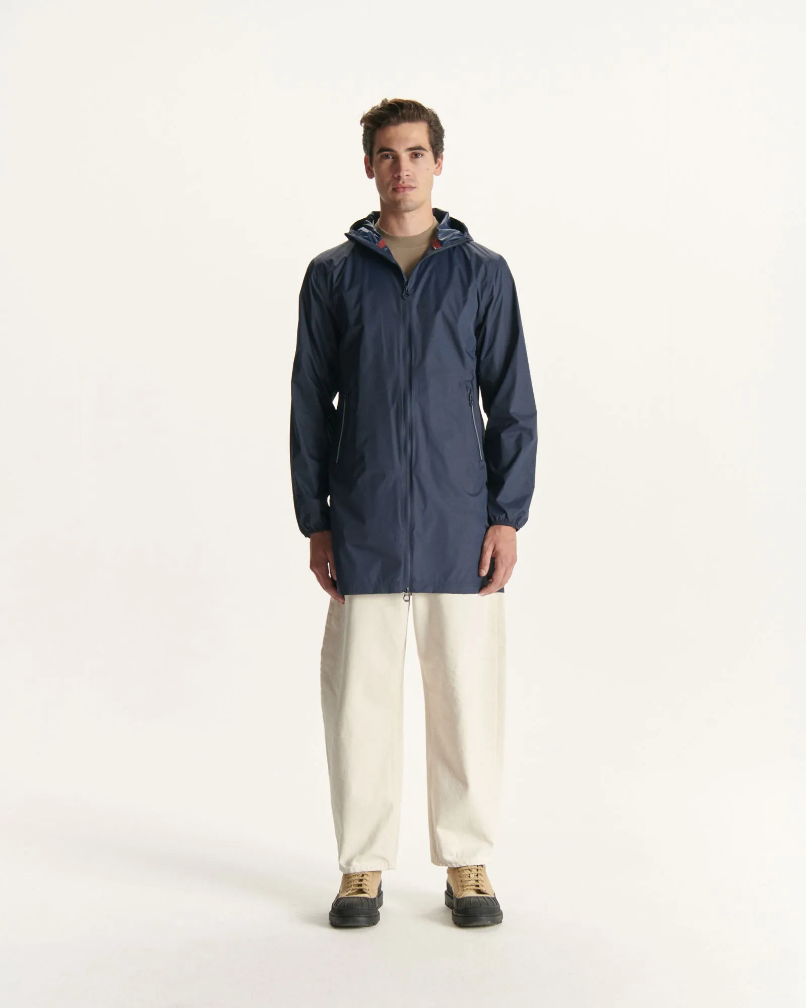 Navy Stockholm packable hooded jacket