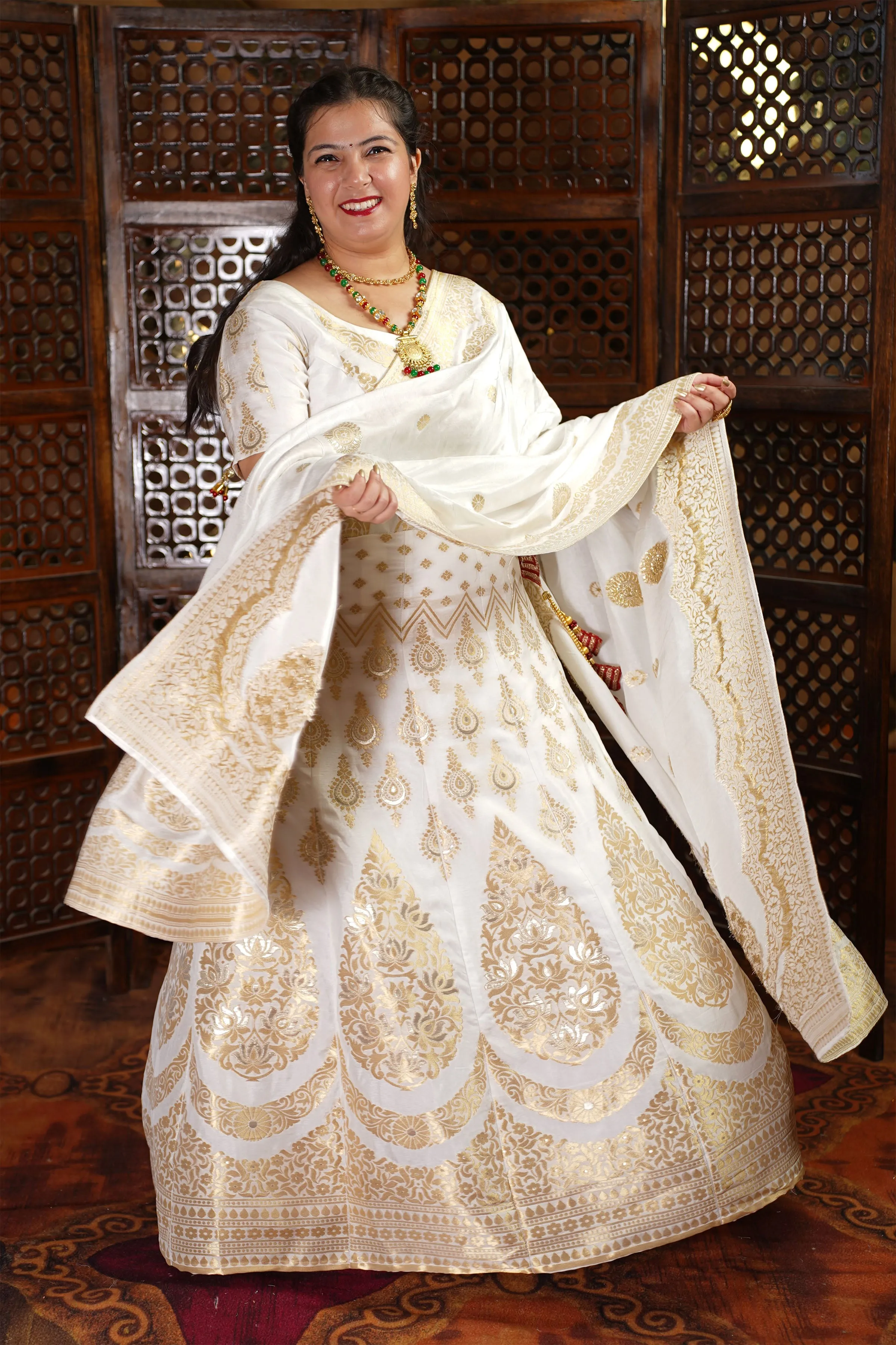 Nurvi Jacquard Silk Lehenga