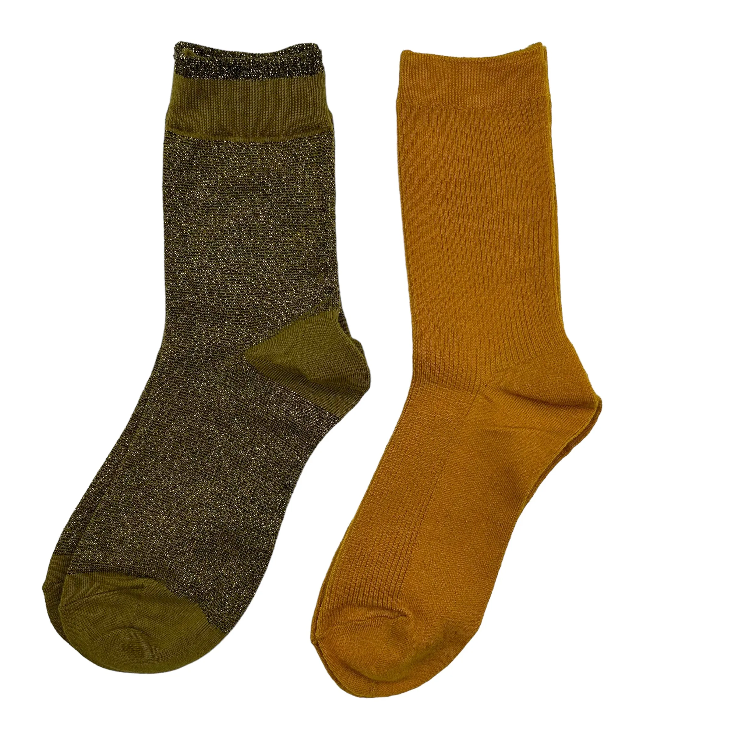 Olive Tokyo and Barcelona mustard sock box duo with pin