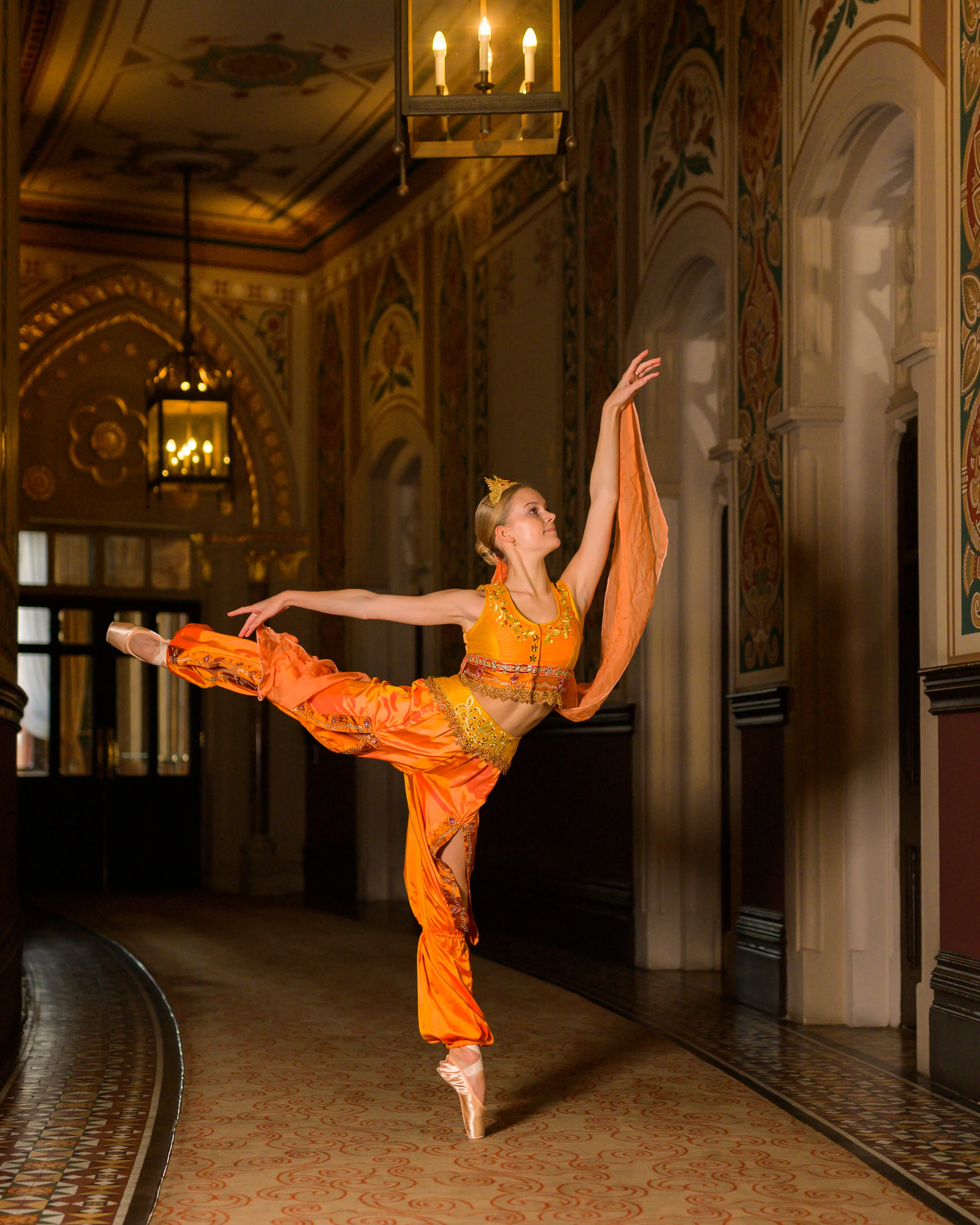 Orange Silk Arabian costume - Hire Only