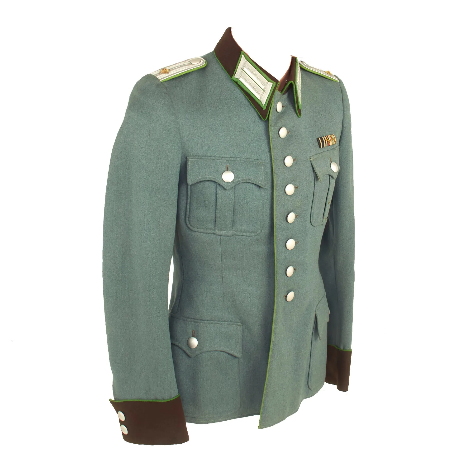 Original German WWII Named Oberleutnant der Schutzpolizei Officer's M36 Field Tunic with WWI Era Medal Bar - dated 1939