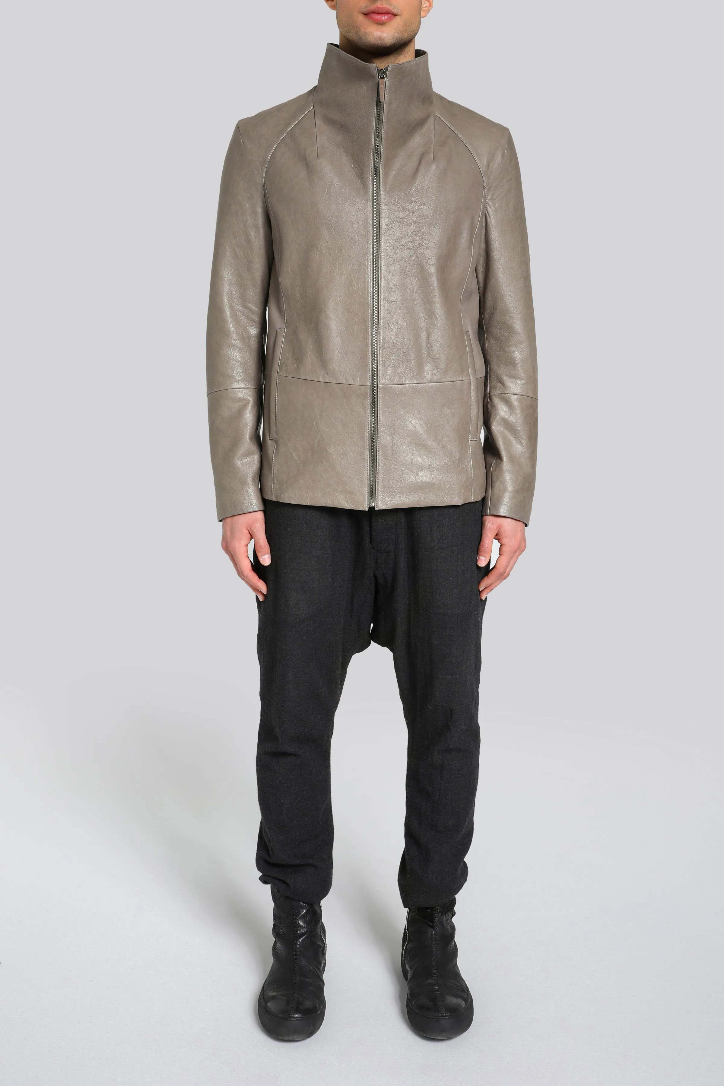 Pierre - Grey Leather Jacket