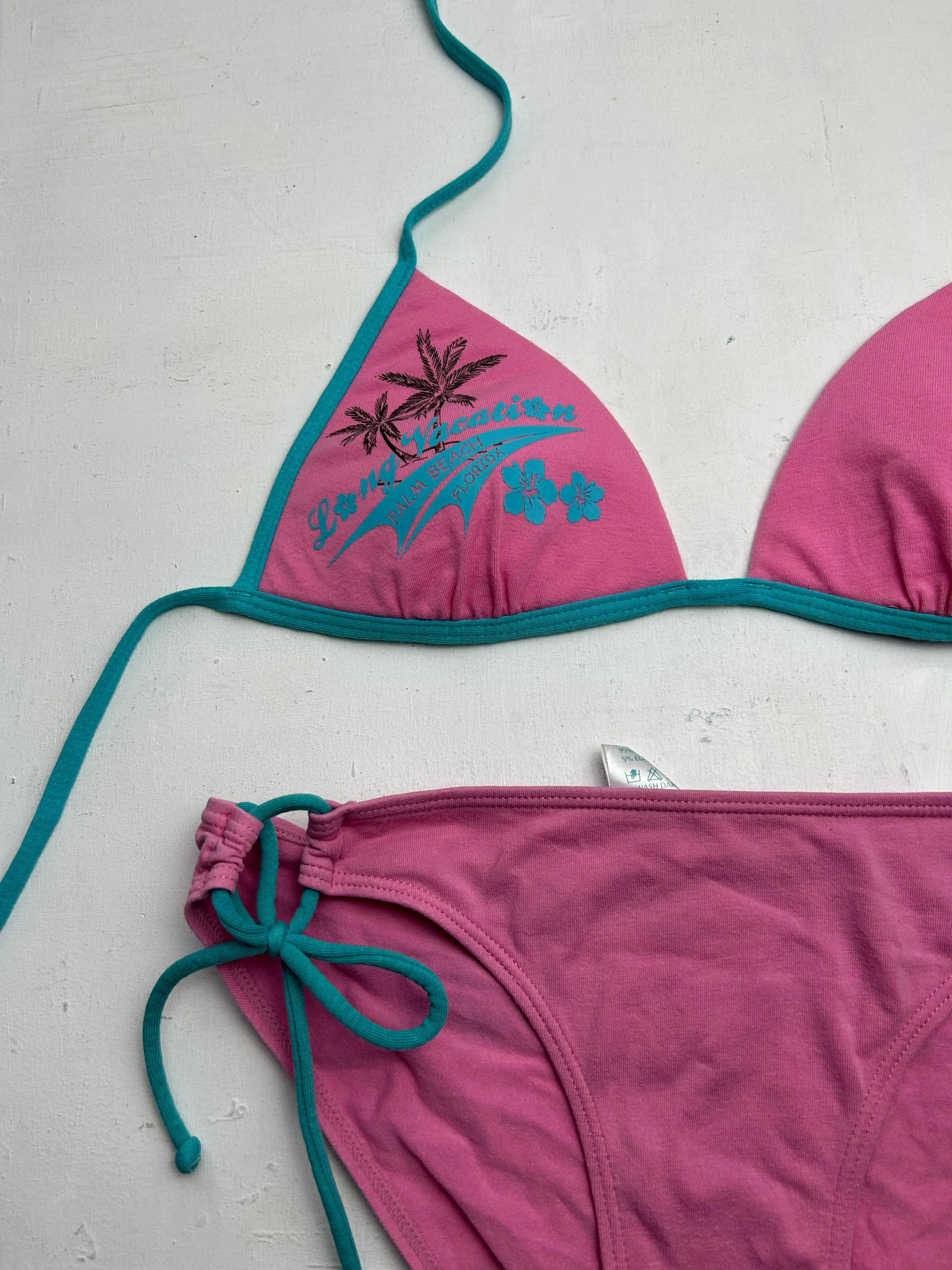 Pink cotton y2k vintage bikini set (S/M)