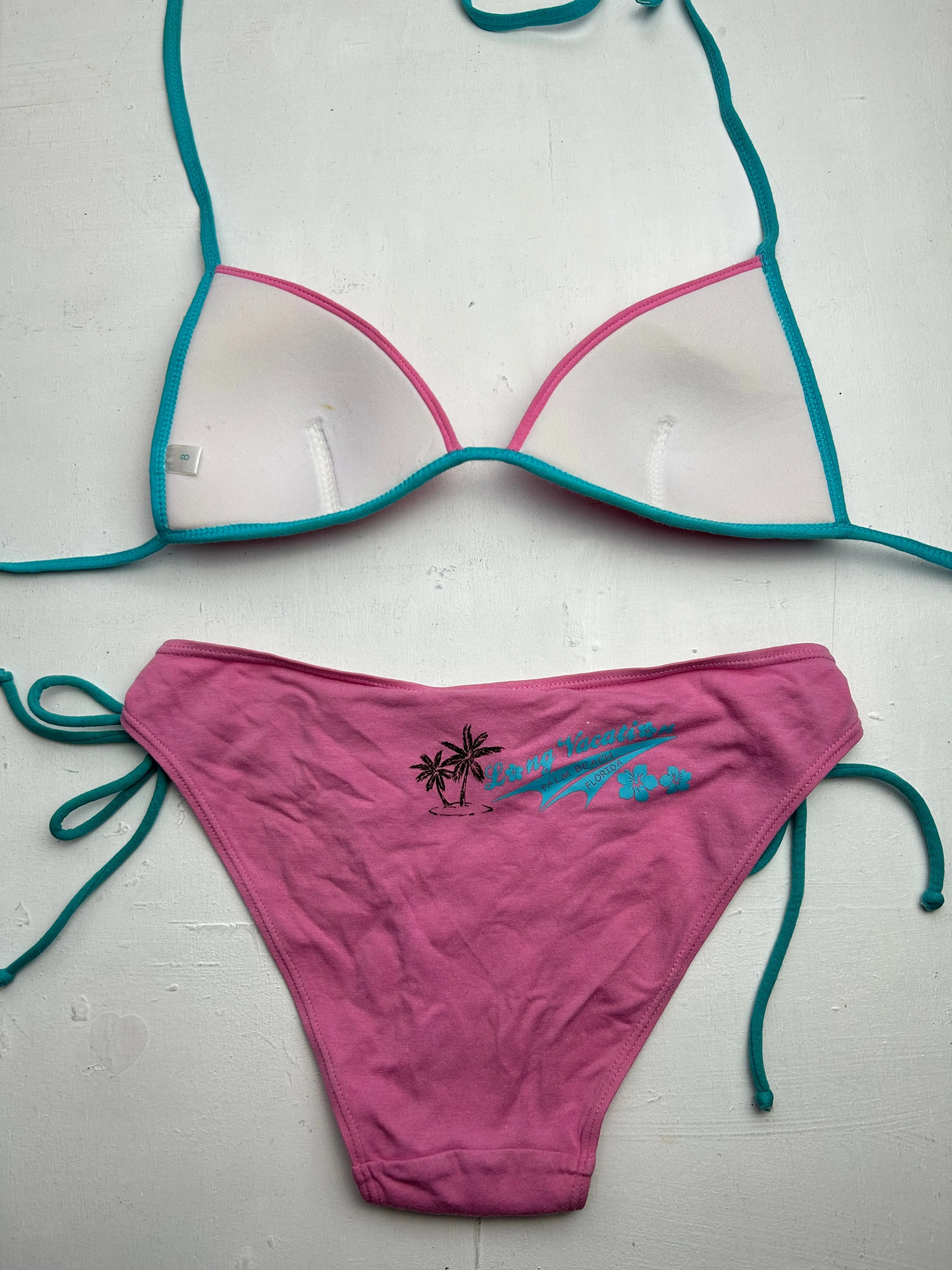 Pink cotton y2k vintage bikini set (S/M)