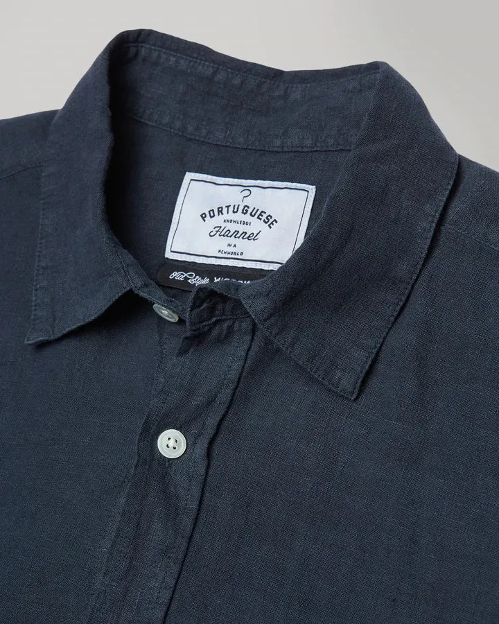 Portuguese Flannel Linen Long Sleeve Shirt - Navy