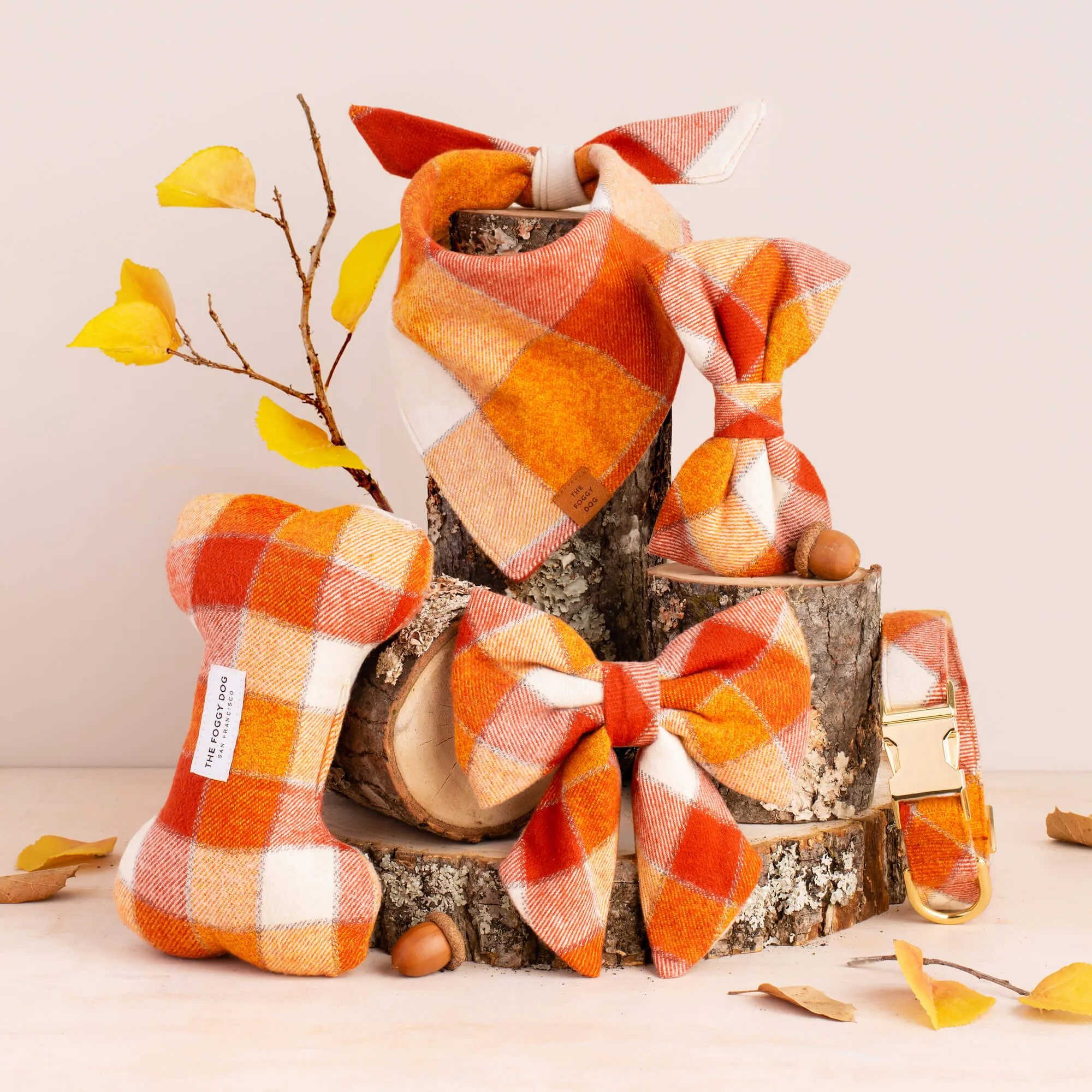 Pumpkin Spice Plaid Flannel Dog Bandana