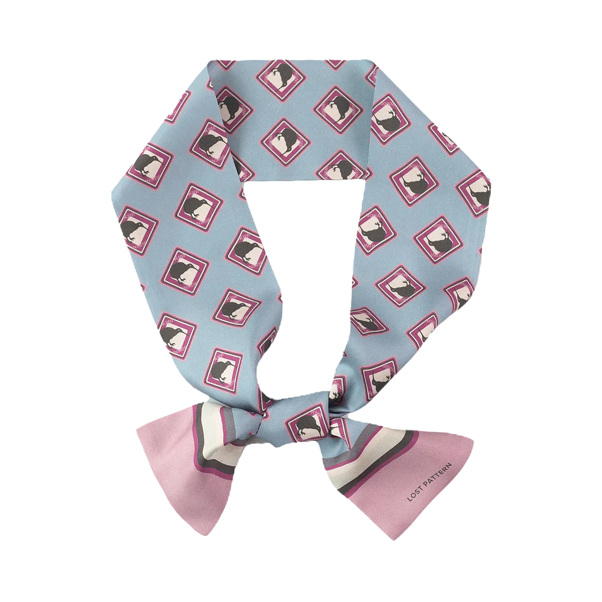 "Kiwi" Silk Twilly Neck Bow - Lilac Blue