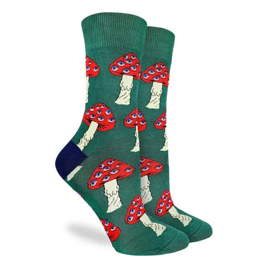 "Magic Mushroom" Cotton Crew Socks by Good Luck Sock