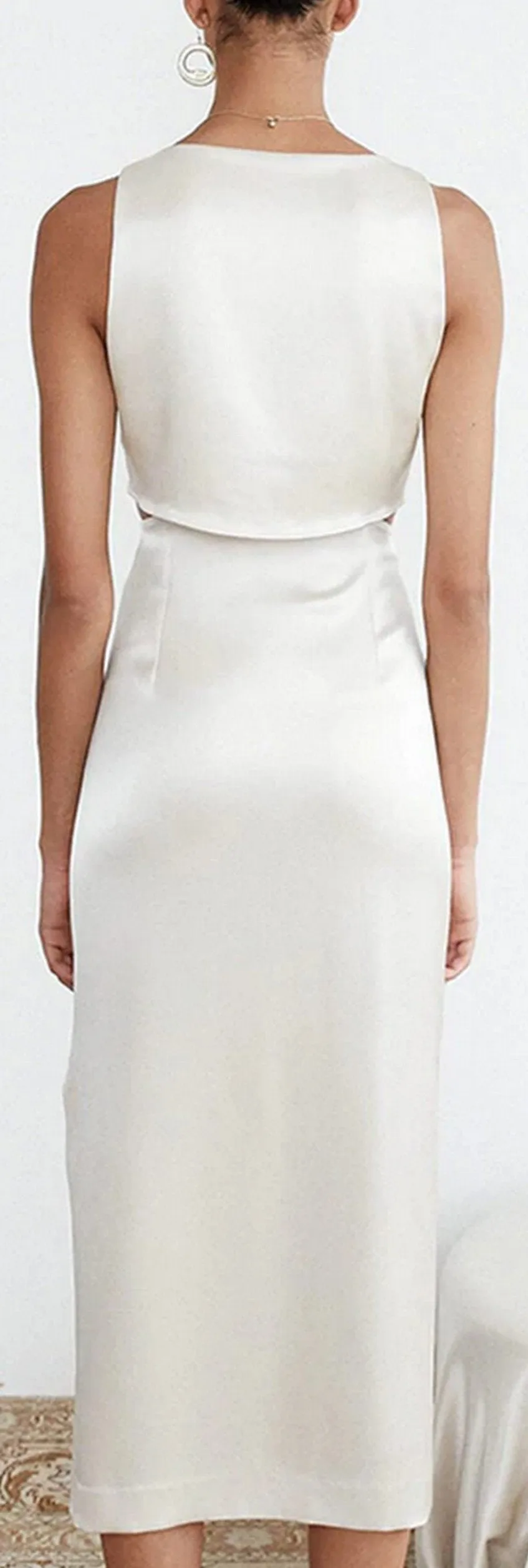 'Regina' Knotted Dress, Cream