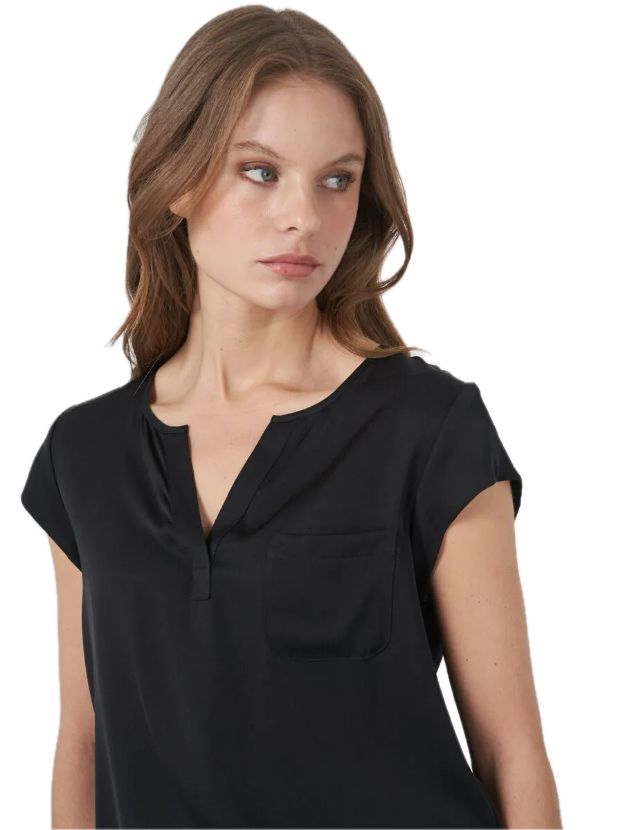 Repeat Cashmere Silk Top with Chest Pocket