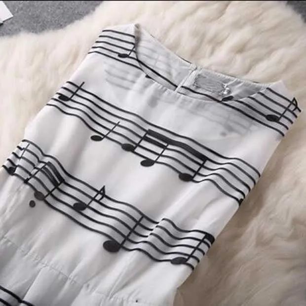 Retro Vintage Music Note A Line Dress