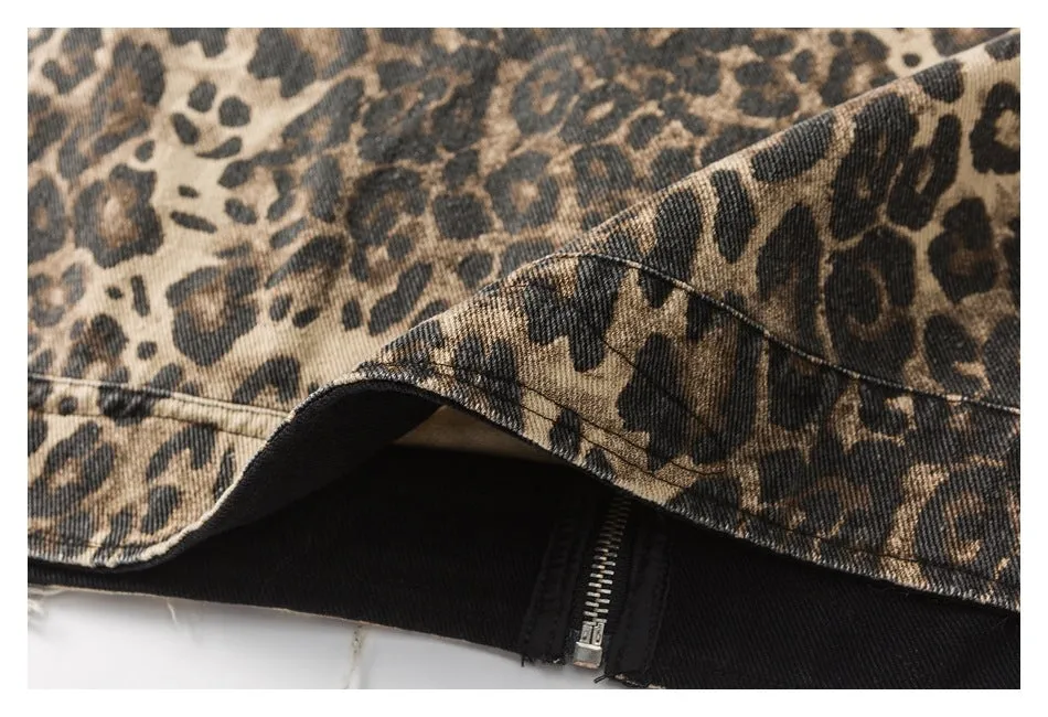 Rogue Leopard | Oversized Leopard Print Denim Jacket