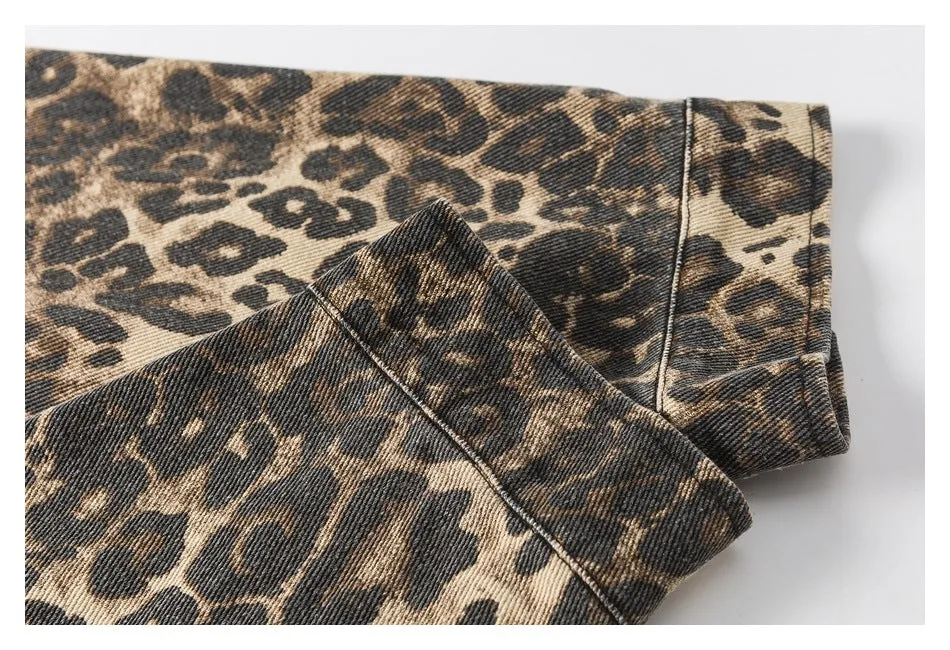 Rogue Leopard | Oversized Leopard Print Denim Jacket