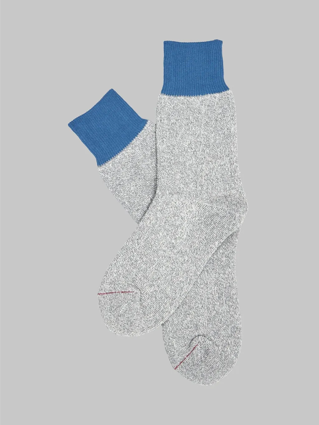 ROTOTO Double Face Crew Socks "Silk & Cotton" Blue/Light Grey