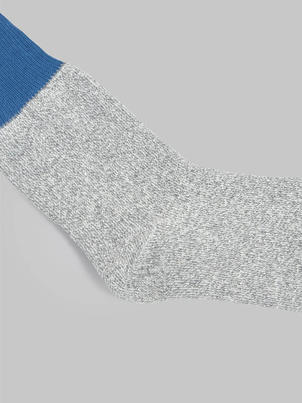 ROTOTO Double Face Crew Socks "Silk & Cotton" Blue/Light Grey