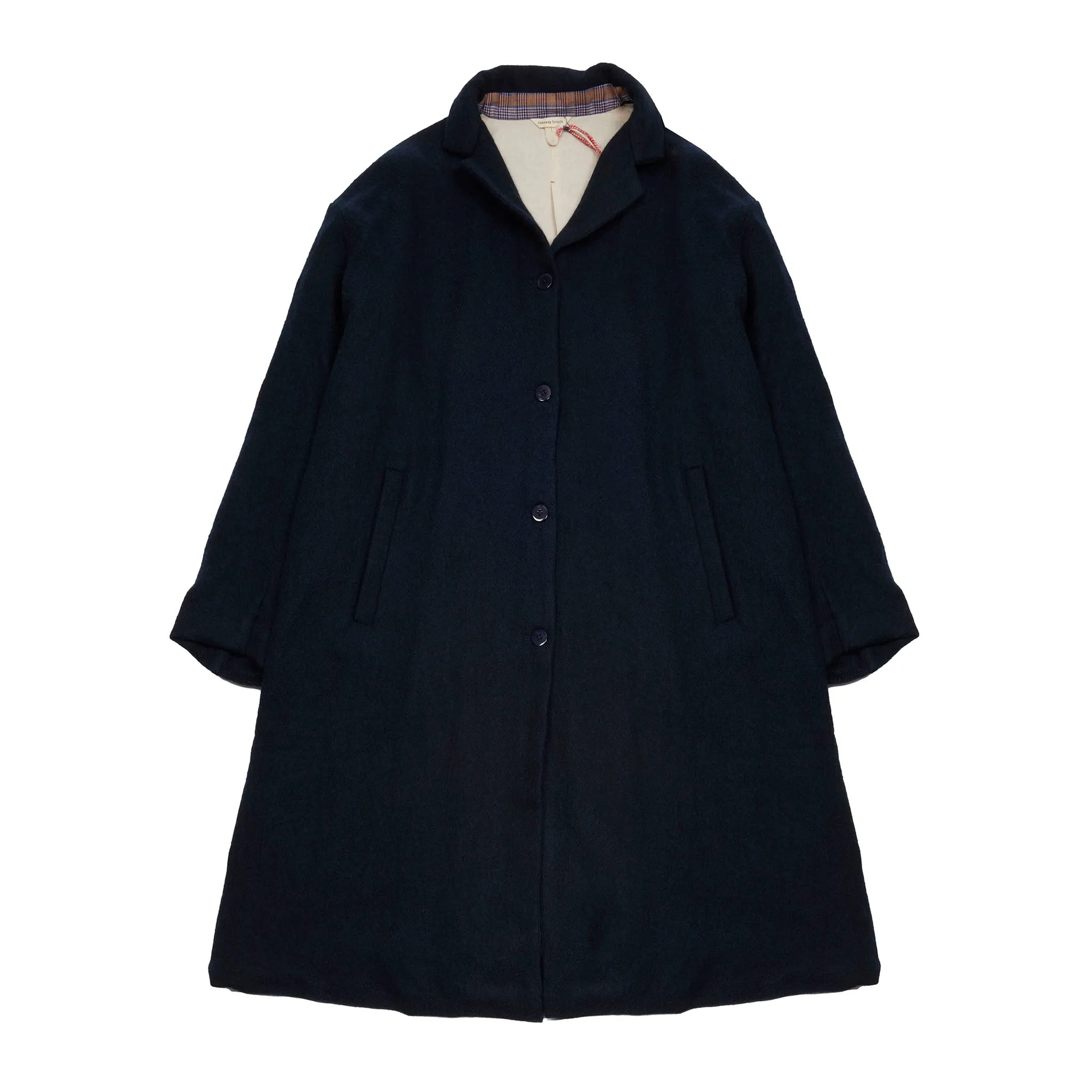 Runaway Bicycle Zoey Long Wool Jacket in Navy