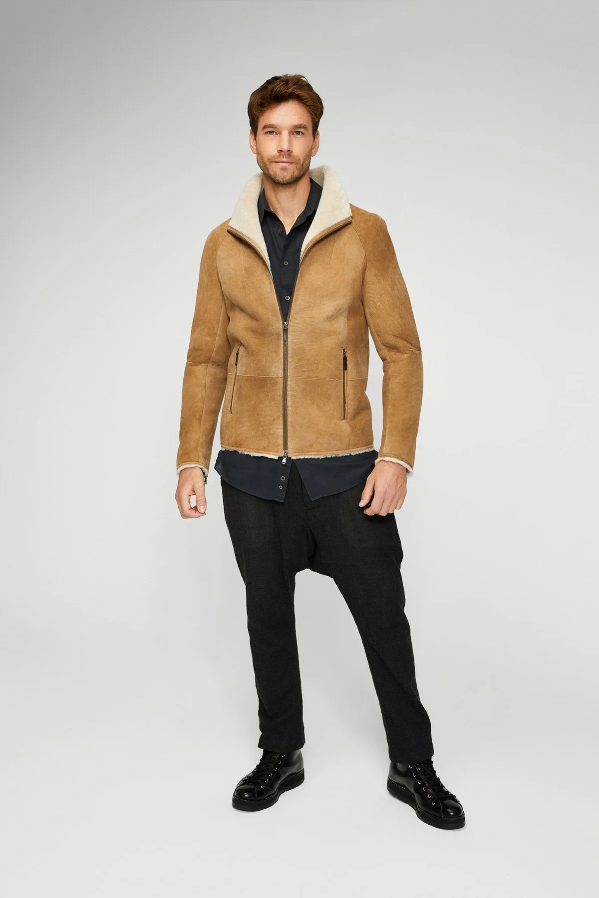 Sand Beige Shearling Jacket