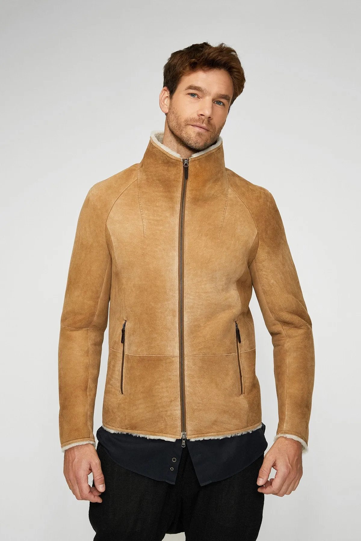 Sand Beige Shearling Jacket