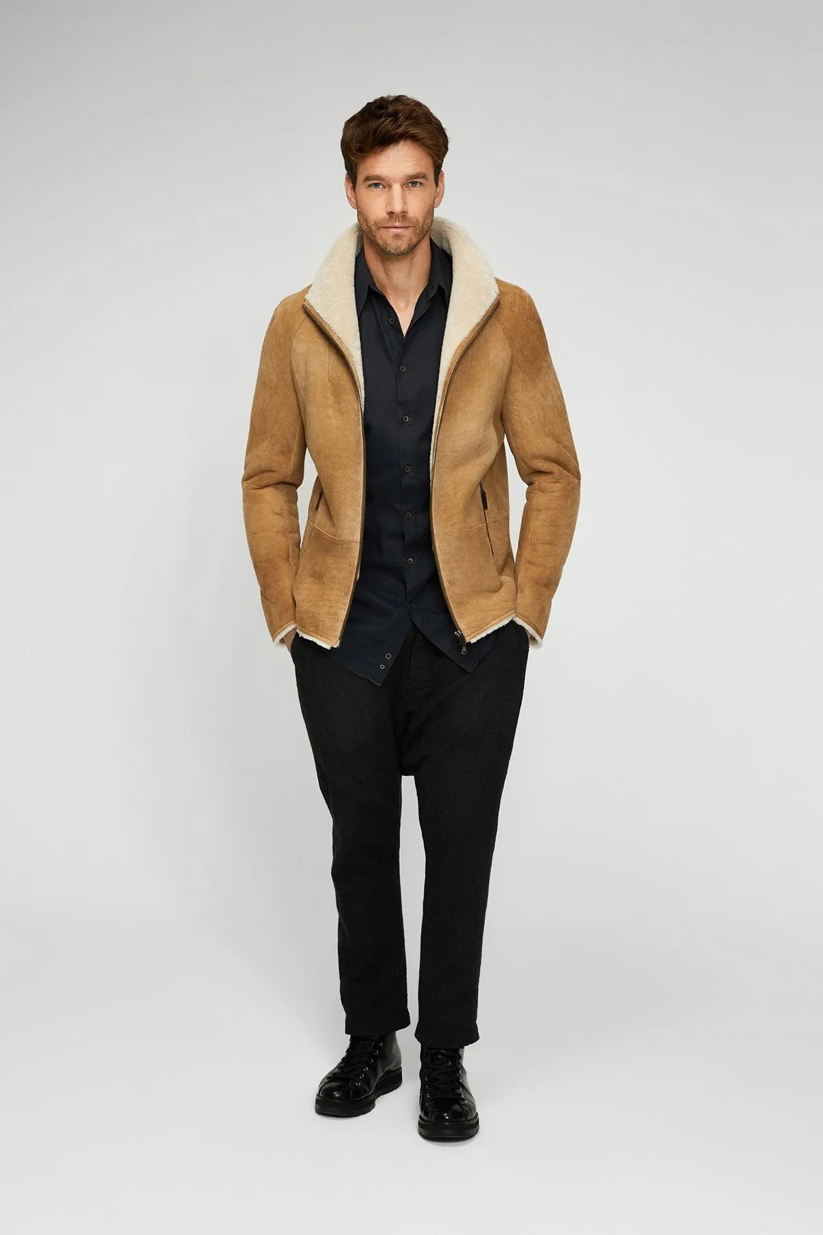 Sand Beige Shearling Jacket