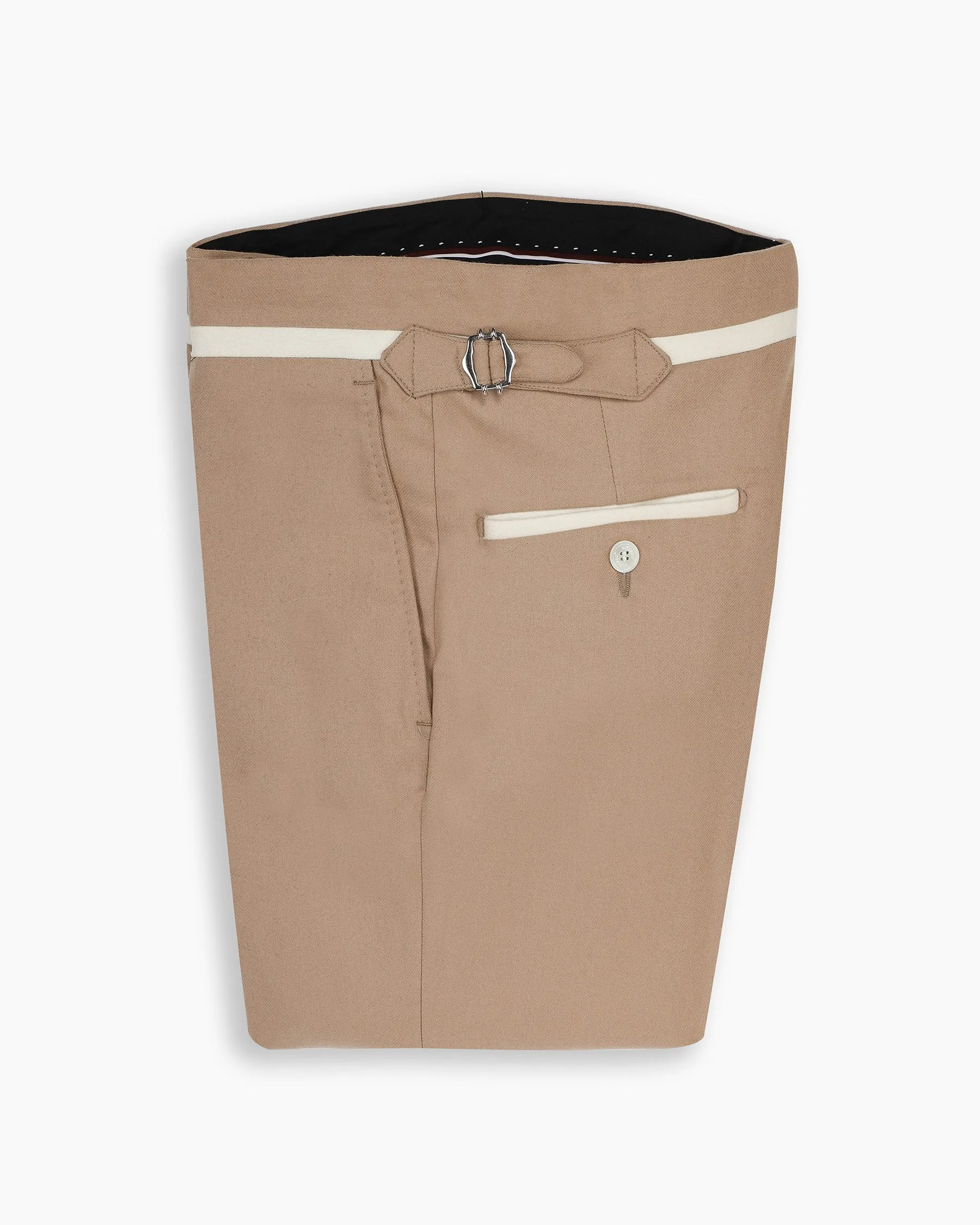 Sand Flannel Contrast Trim Pant