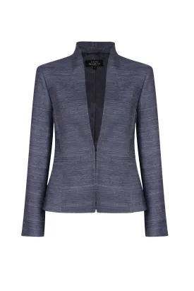 Slate Plain Raw Silk Jacket - Diana