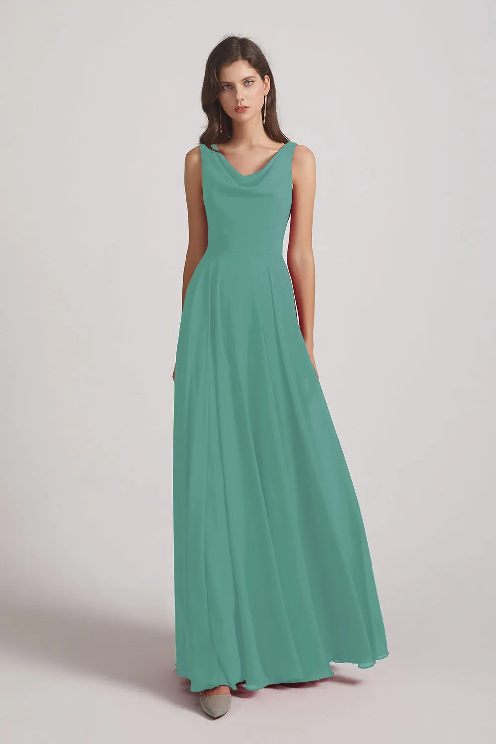 Sleeveless Cowl Chiffon A-line Bridesmaid Dresses (AF0052)