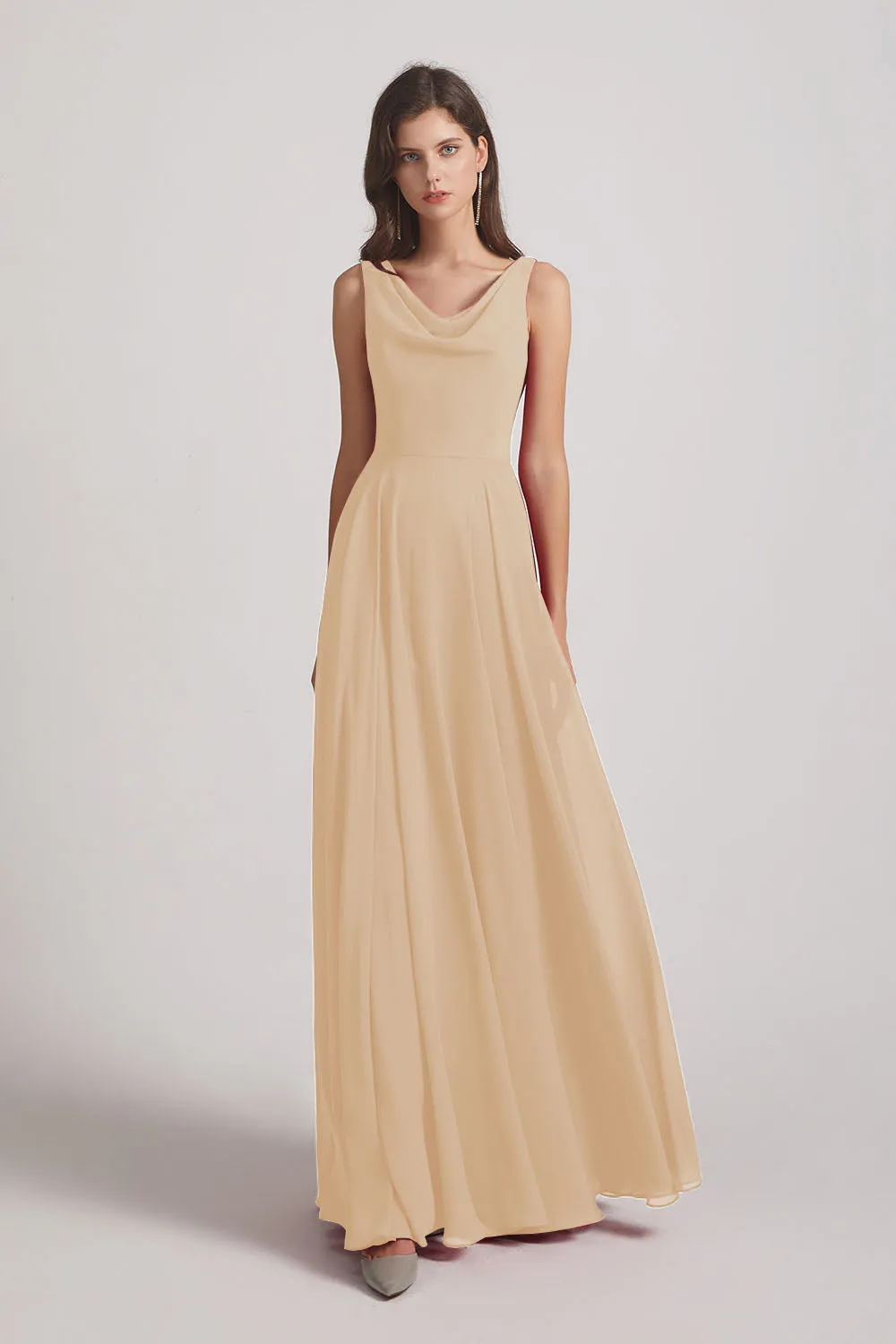 Sleeveless Cowl Chiffon A-line Bridesmaid Dresses (AF0052)