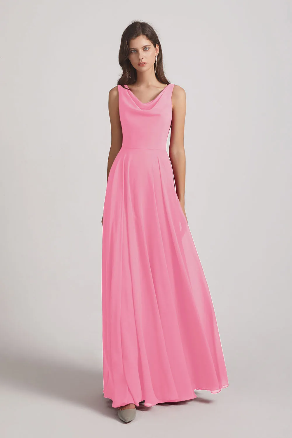 Sleeveless Cowl Chiffon A-line Bridesmaid Dresses (AF0052)