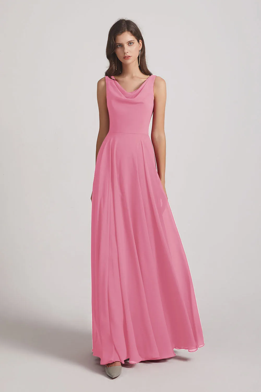 Sleeveless Cowl Chiffon A-line Bridesmaid Dresses (AF0052)