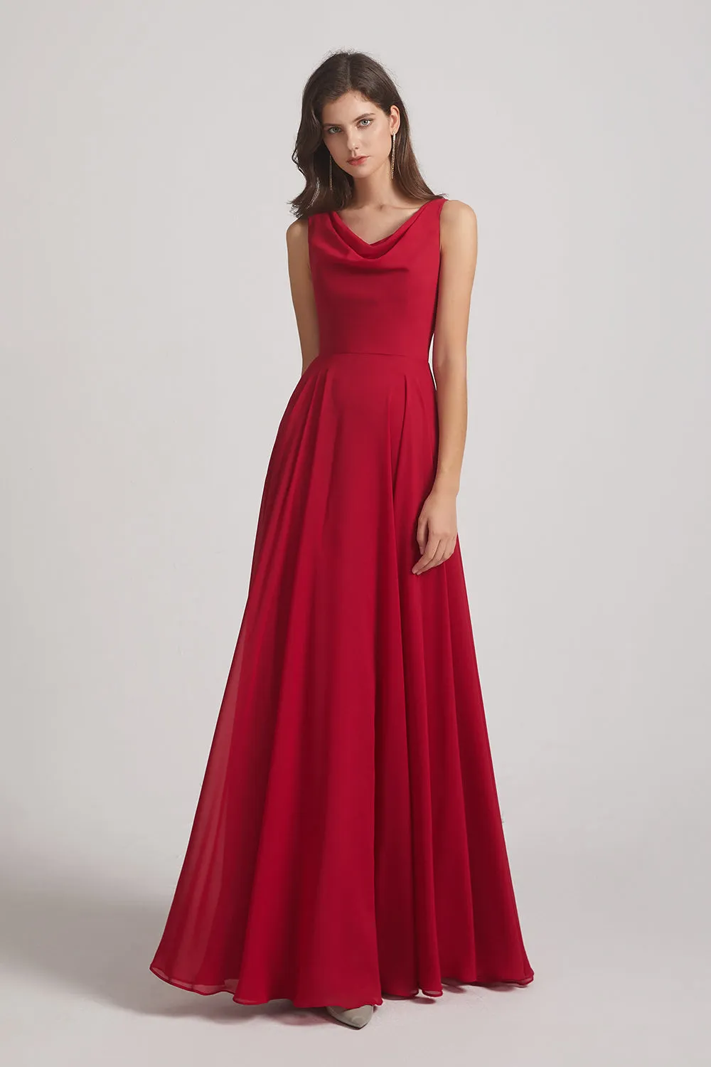 Sleeveless Cowl Chiffon A-line Bridesmaid Dresses (AF0052)