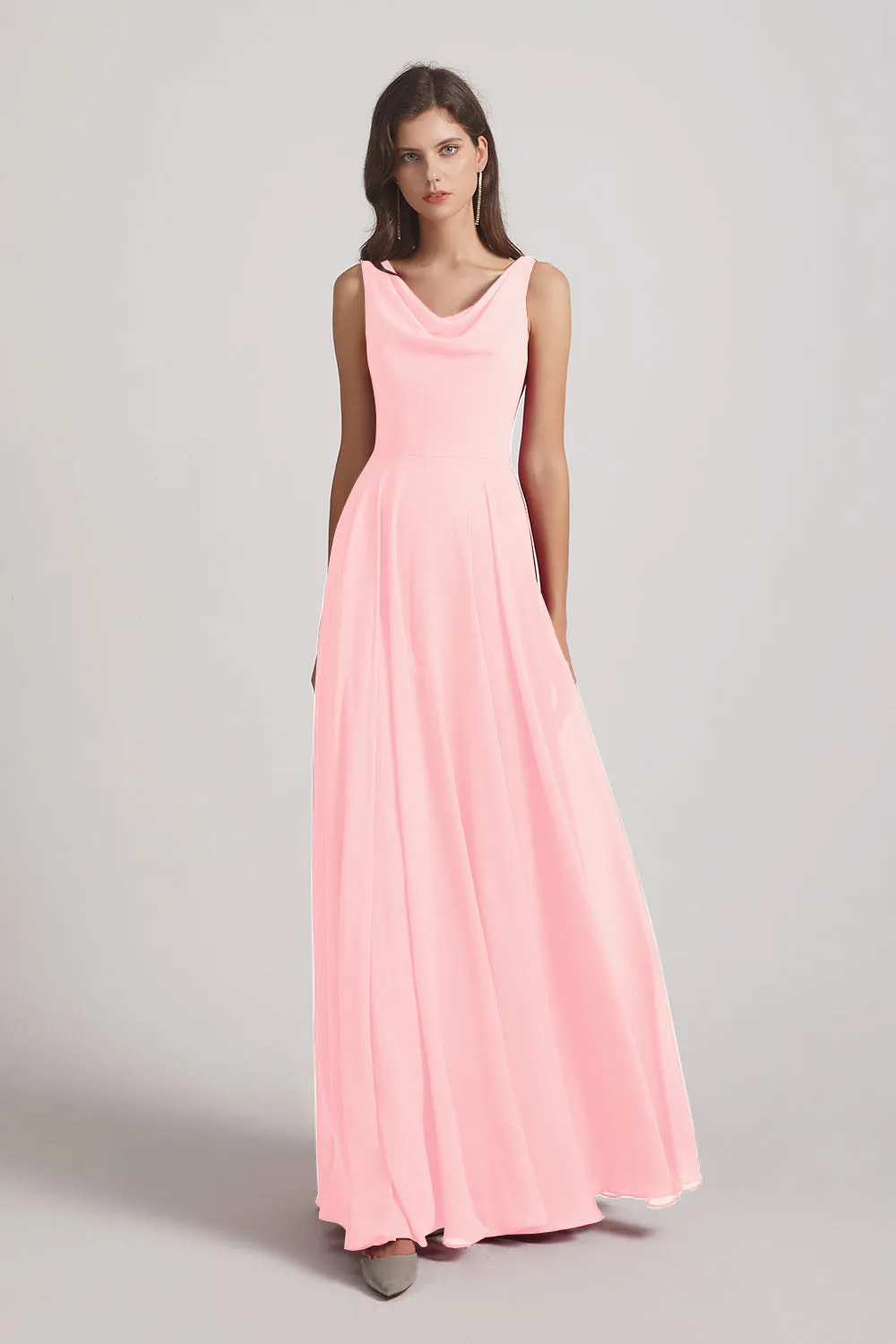 Sleeveless Cowl Chiffon A-line Bridesmaid Dresses (AF0052)