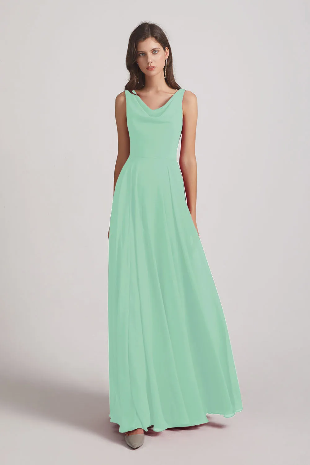 Sleeveless Cowl Chiffon A-line Bridesmaid Dresses (AF0052)