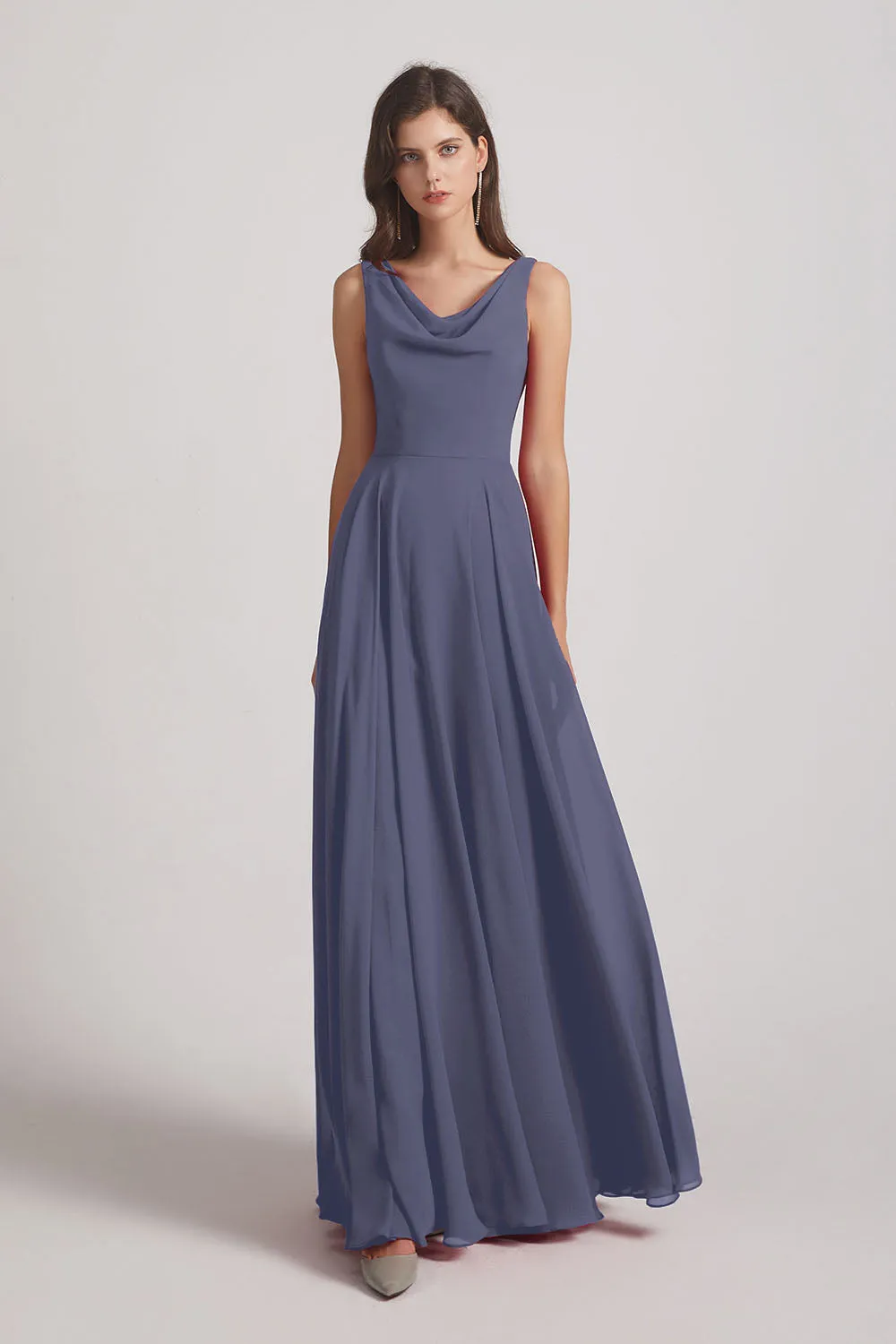 Sleeveless Cowl Chiffon A-line Bridesmaid Dresses (AF0052)