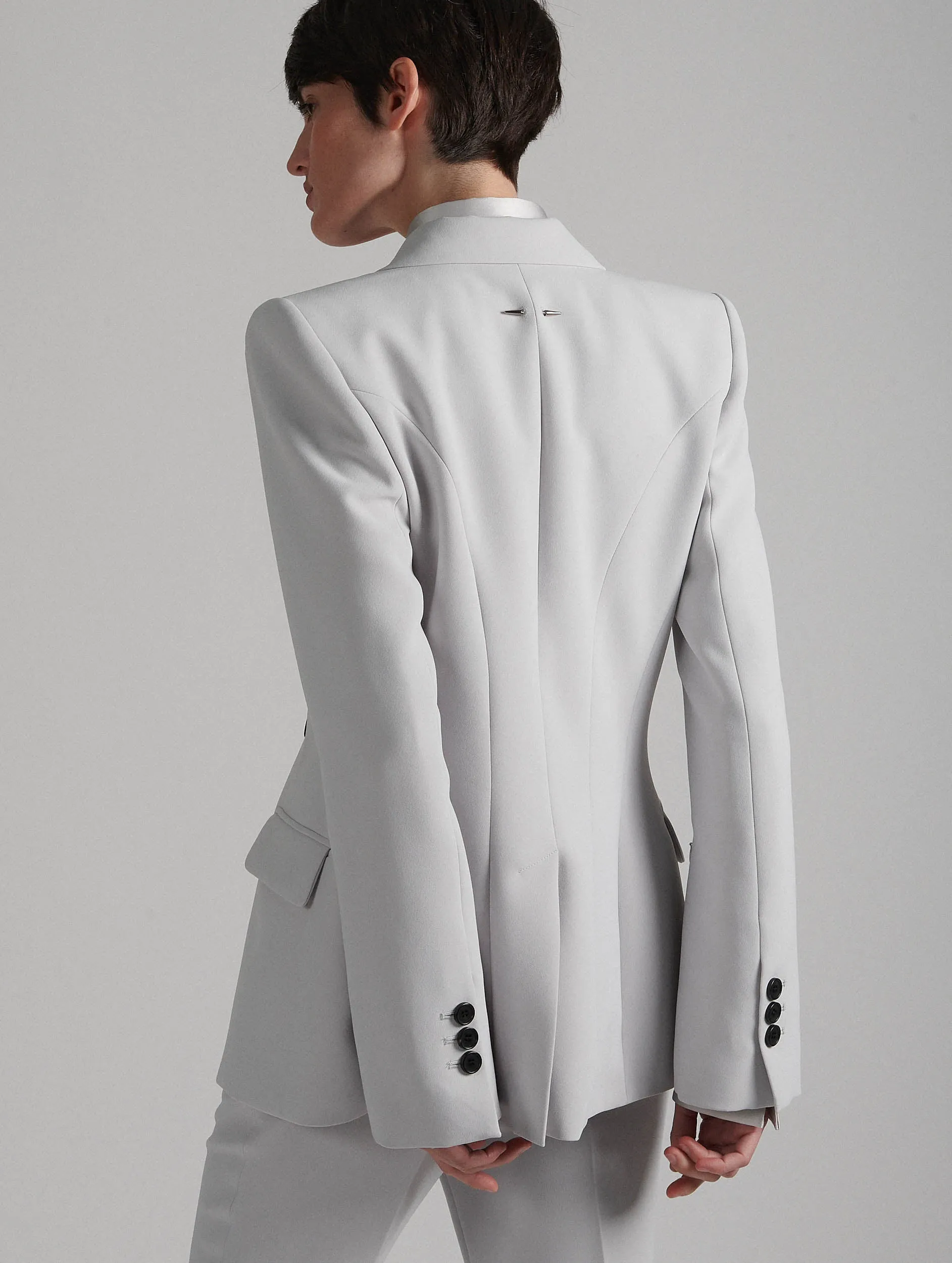 Slim-fit suit jacket in pearl grey crepe