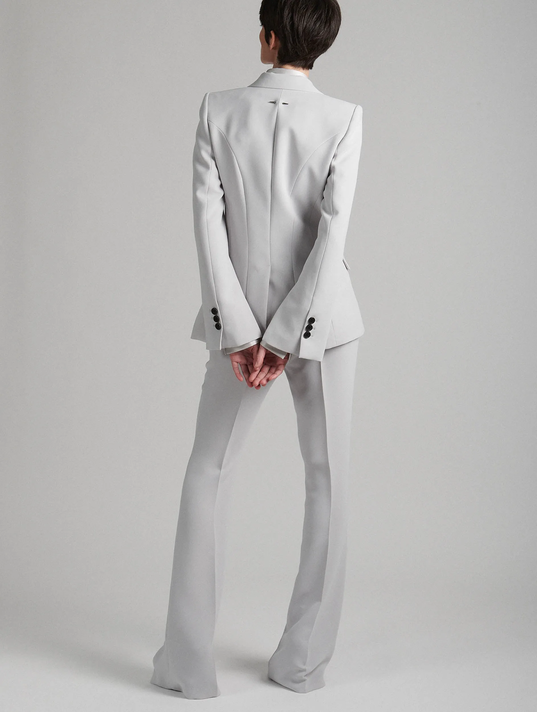 Slim-fit suit jacket in pearl grey crepe