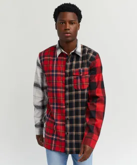 Split Flannel Checkered Shirt - Multi